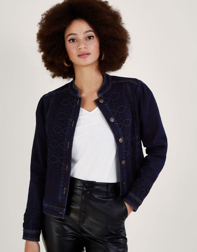 Monsoon Lauria jūrinė džinsinė striukė su tausojančia medvilne moterys mėlyna (indigo) apranga DPXBJ1038