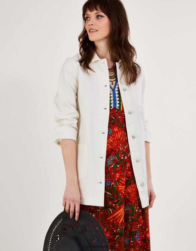 Monsoon „mindy“ džinsinė striukė su ilgomis linijomis moterys natūralus (ekru) apranga DPXBJ260