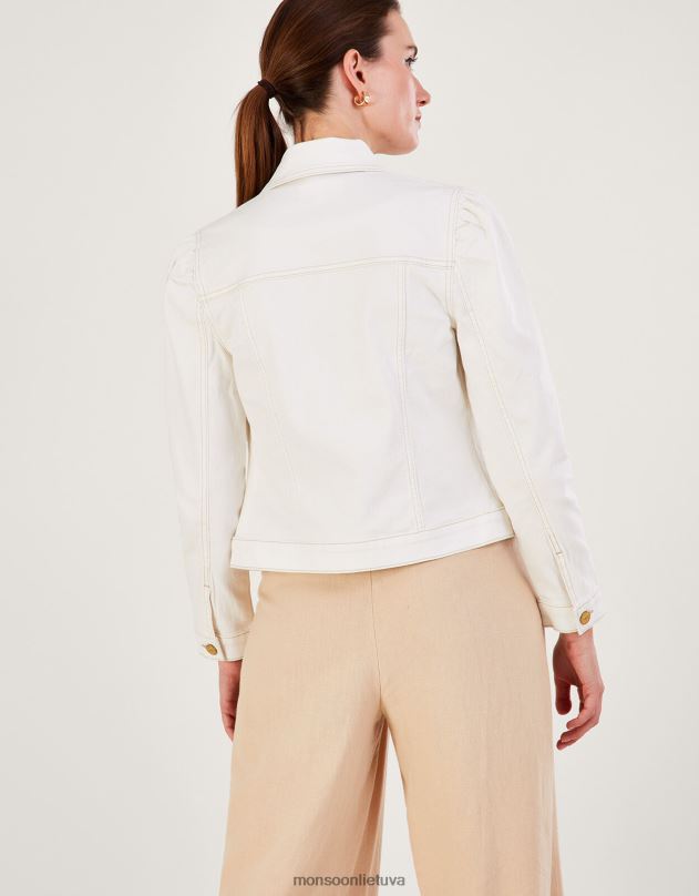 Monsoon pūstomis rankovėmis džinsinis švarkas su tvarios medvilnės moterys natūralus (ekru) apranga DPXBJ781