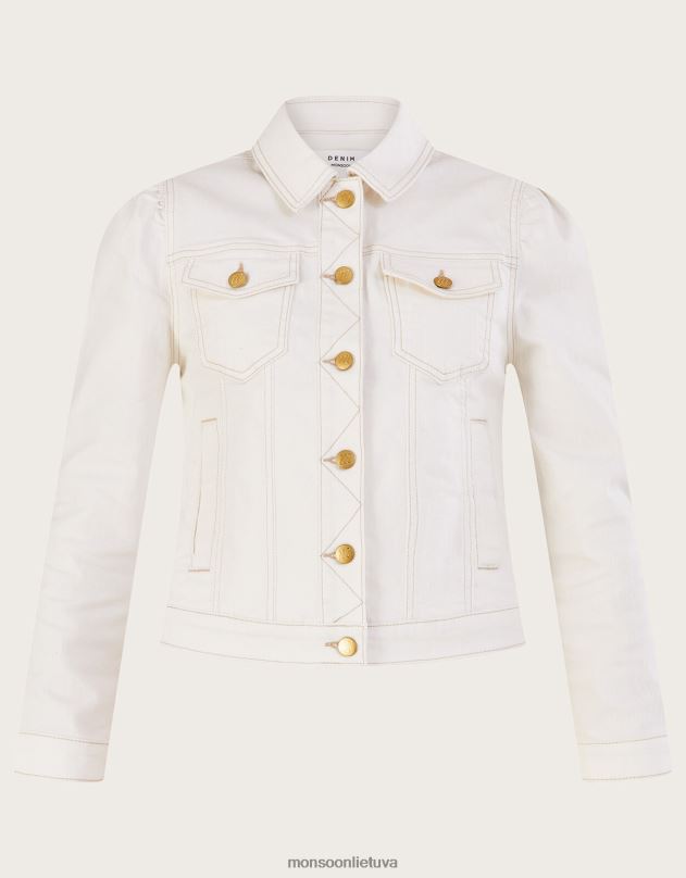 Monsoon pūstomis rankovėmis džinsinis švarkas su tvarios medvilnės moterys natūralus (ekru) apranga DPXBJ781