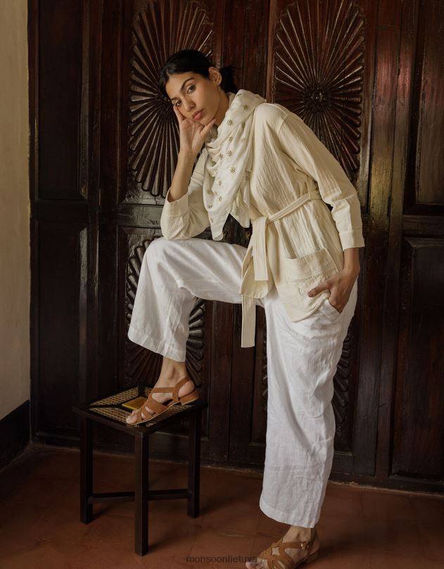 Monsoon paprastas kišeninis kaklaraištis moterys kremas apranga DPXBJ310