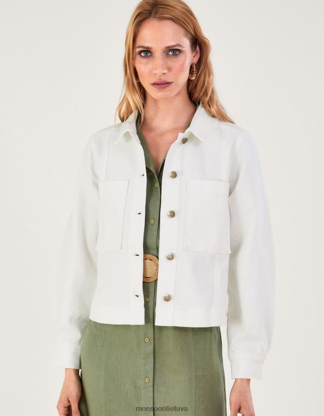 Monsoon trumpas džinsinis švarkas moterys natūralus (ekru) apranga DPXBJ947