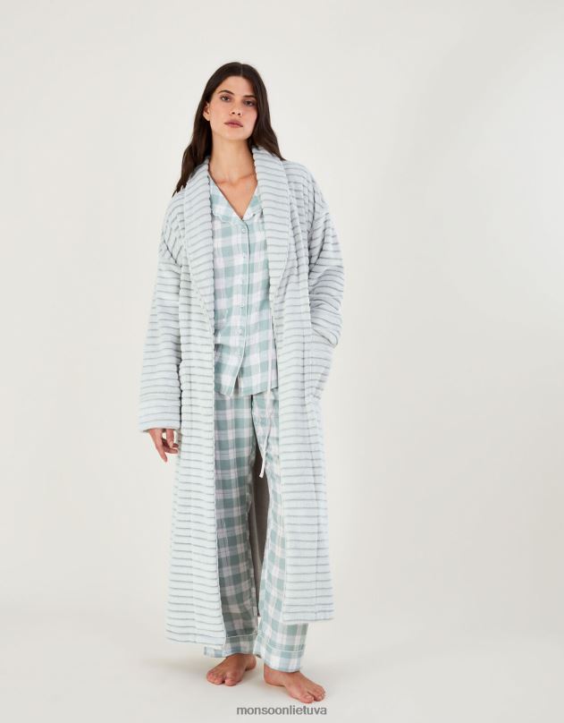 Monsoon dryžuotos tekstūros chalatas moterys pilka apranga DPXBJ815