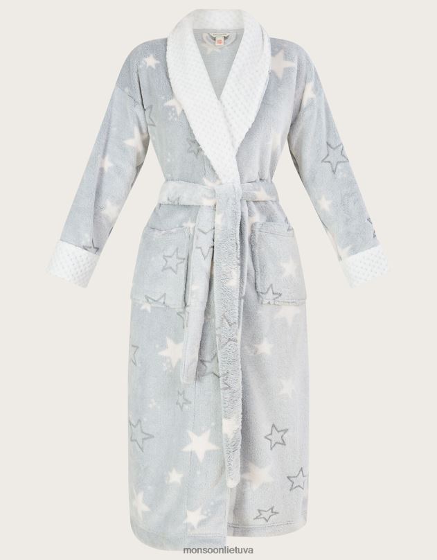 Monsoon žvaigždžių rašto chalatas moterys pilka apranga DPXBJ643