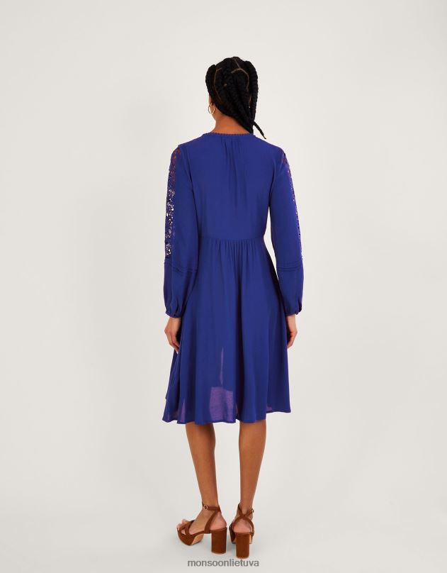 Monsoon nėrinių puošta suknelė su lenzing ecovero moterys mėlyna (kobalto) apranga DPXBJ676