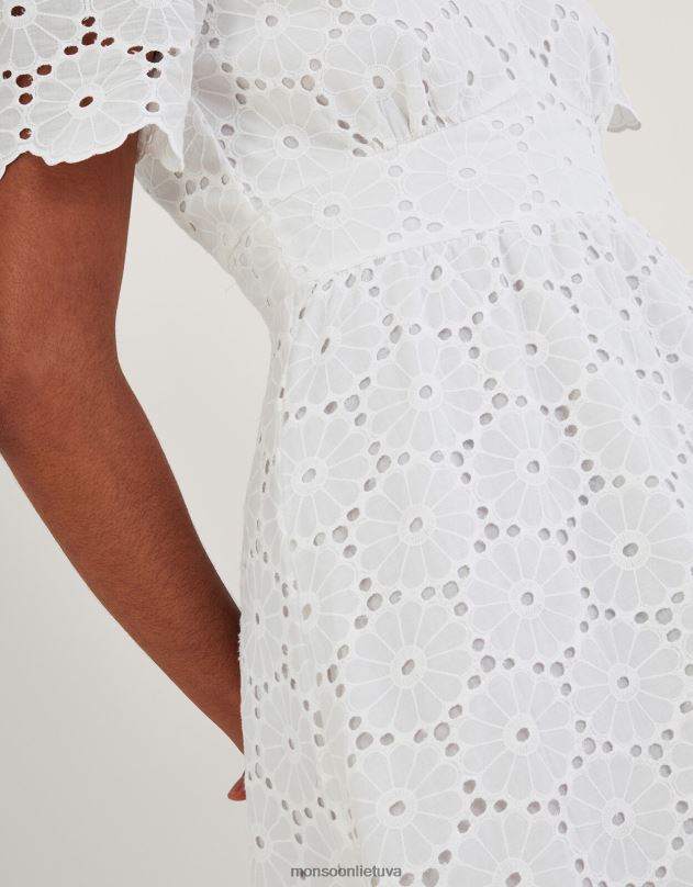 Monsoon polly broderie suknelė moterys dramblio kaulo apranga DPXBJ1073