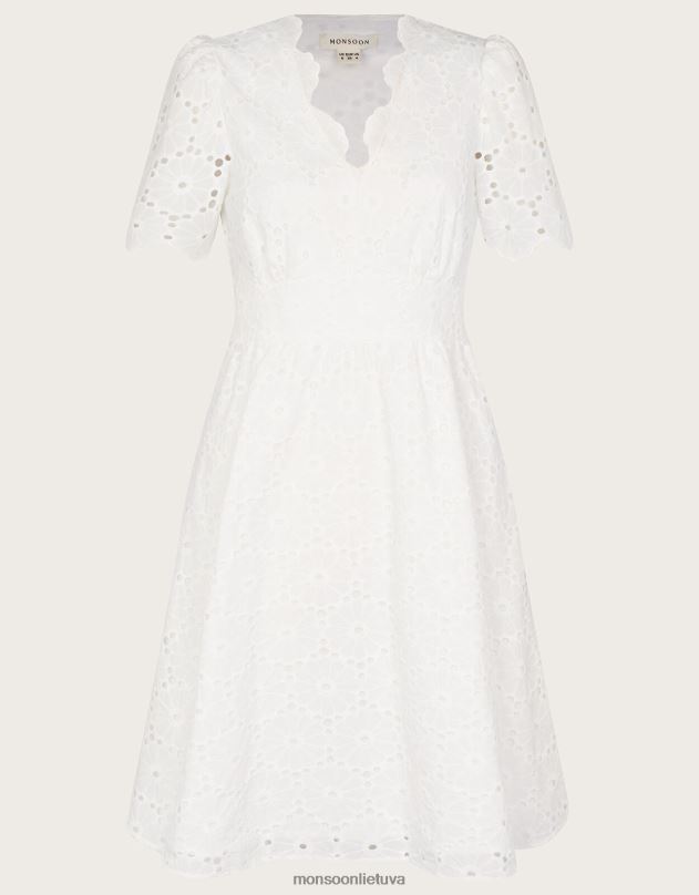 Monsoon polly broderie suknelė moterys dramblio kaulo apranga DPXBJ1073