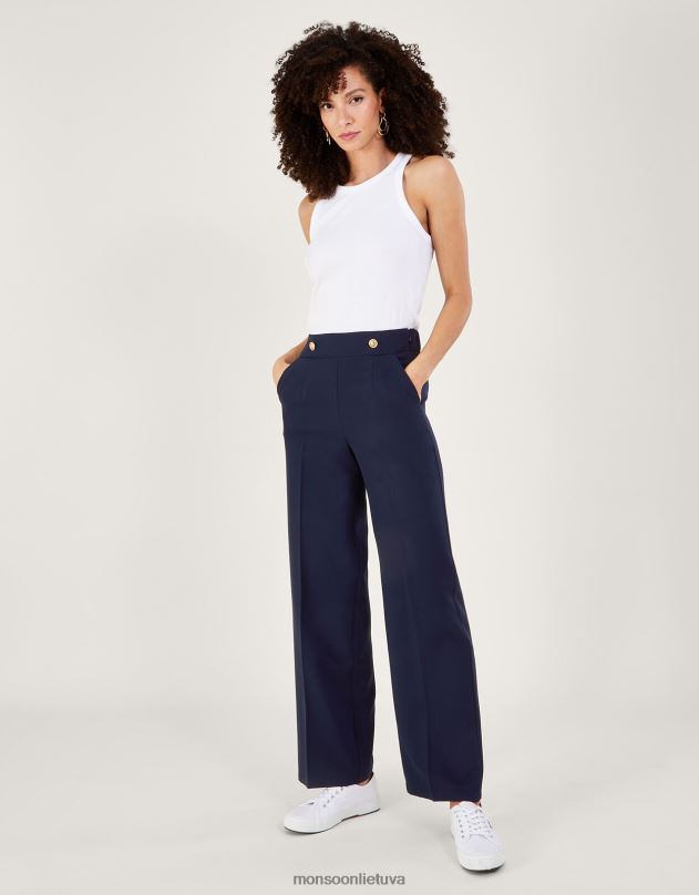 Monsoon Bridget karinės detalės kelnės moterys mėlyna (navy) apranga DPXBJ187