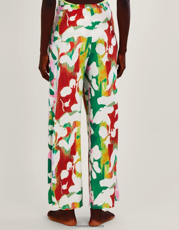 Monsoon Holden gėlėtos trikotažo kelnės su perdirbtu poliesteriu moterys žalias apranga DPXBJ895