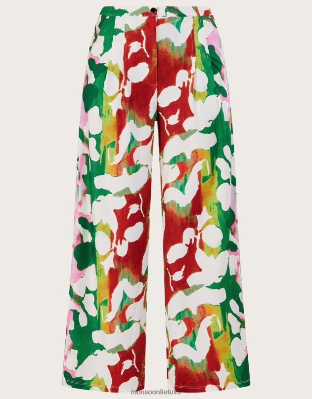 Monsoon Holden gėlėtos trikotažo kelnės su perdirbtu poliesteriu moterys žalias apranga DPXBJ895