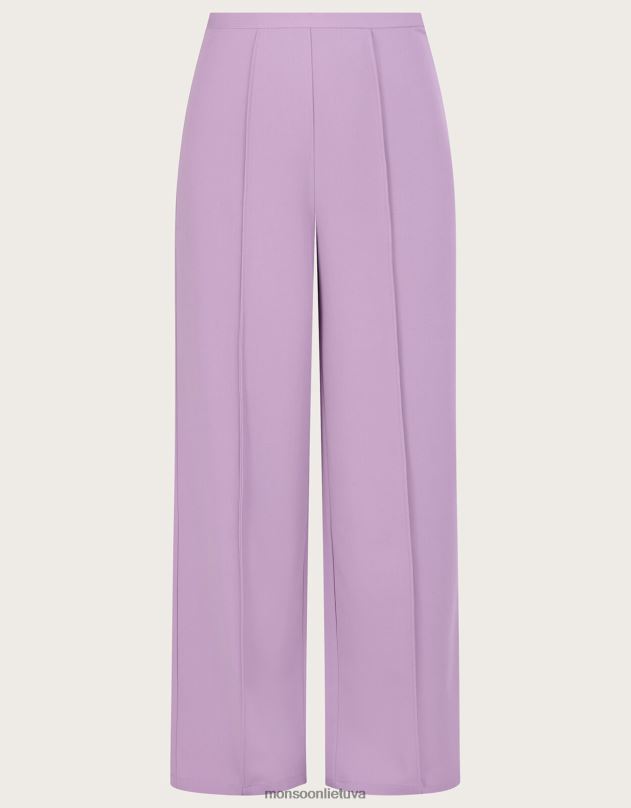 Monsoon Lauren plačios kelnės moterys violetinė (alyvinė) apranga DPXBJ627