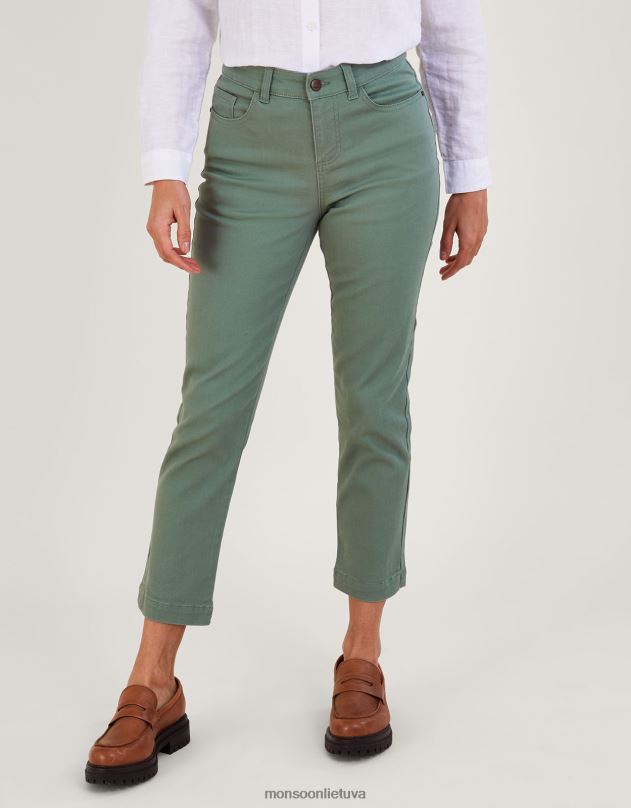 Monsoon Safaia apkarpyti siauri džinsai iš tvarios medvilnės moterys žalia (chaki) apranga DPXBJ802