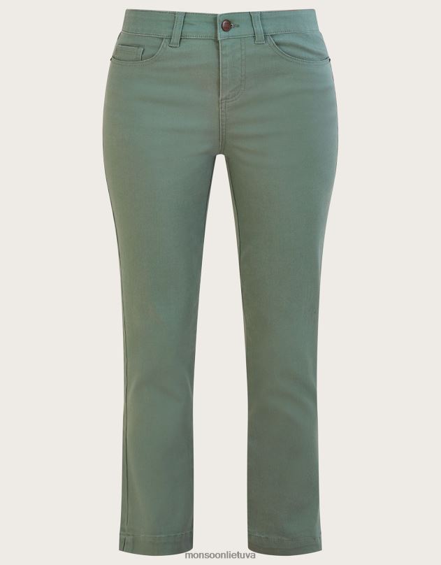 Monsoon Safaia apkarpyti siauri džinsai iš tvarios medvilnės moterys žalia (chaki) apranga DPXBJ802