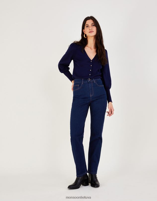 Monsoon aukšti tiesūs džinsiniai džinsai moterys mėlyna (indigo) apranga DPXBJ713