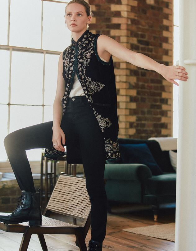 Monsoon carla premium siauri džinsai moterys juodas apranga DPXBJ839