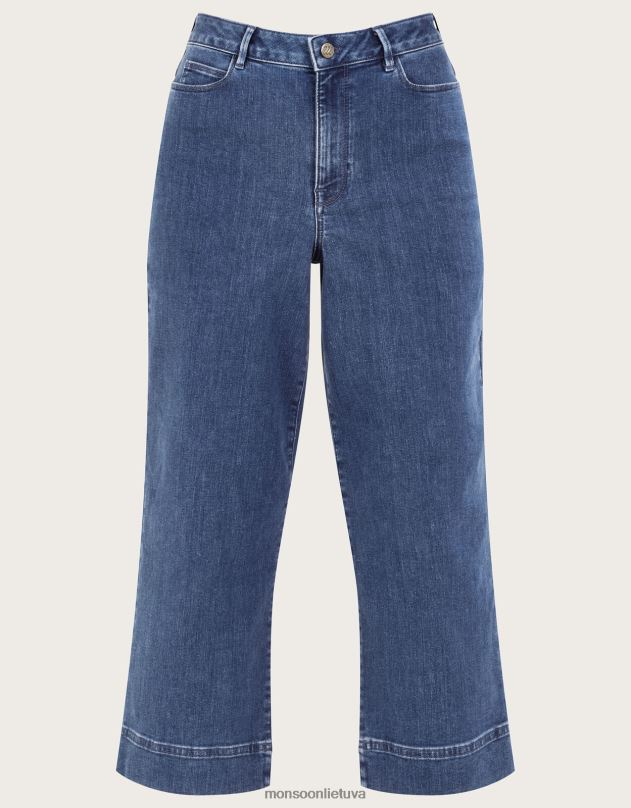 Monsoon džinsai plačiomis kojomis sutrumpinti moterys mėlyna (džinsinė mėlyna) apranga DPXBJ725