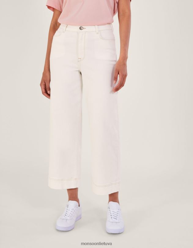 Monsoon džinsai plačiomis kojomis sutrumpinti moterys natūralus (ekru) apranga DPXBJ671