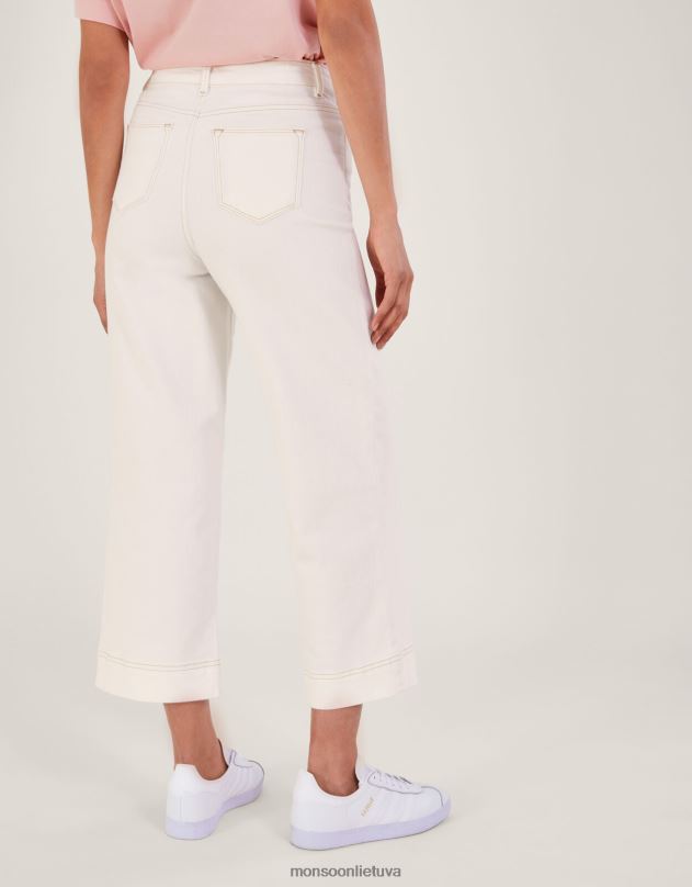 Monsoon džinsai plačiomis kojomis sutrumpinti moterys natūralus (ekru) apranga DPXBJ671