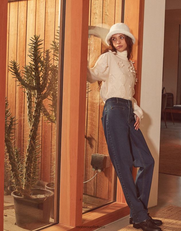 Monsoon džinsiniai džinsai su giliu rankogaliu moterys mėlyna (džinsinė mėlyna) apranga DPXBJ1085