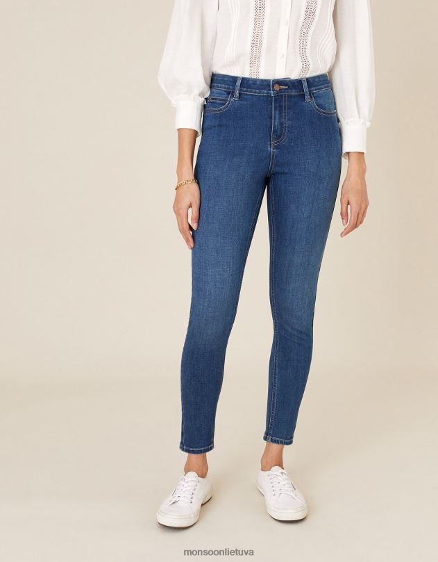 Monsoon iris įprasto ilgio siauri džinsai moterys mėlyna (džinsinė mėlyna) apranga DPXBJ959