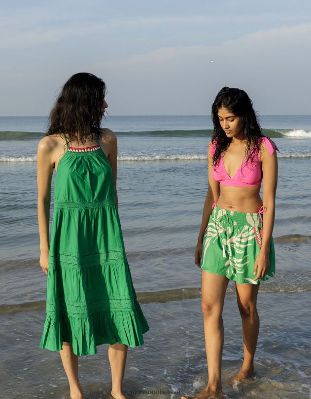 Monsoon nerti šortai su delno raštais iš lenzing ecovero moterys žalias apranga DPXBJ993