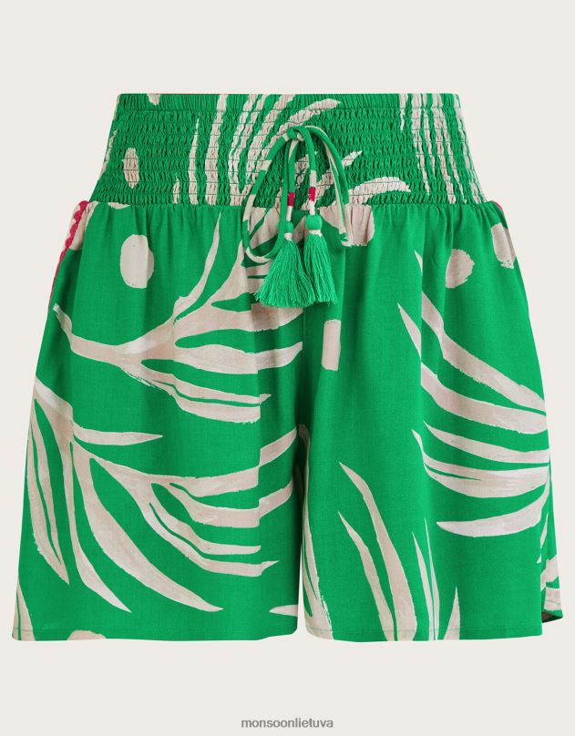 Monsoon nerti šortai su delno raštais iš lenzing ecovero moterys žalias apranga DPXBJ993