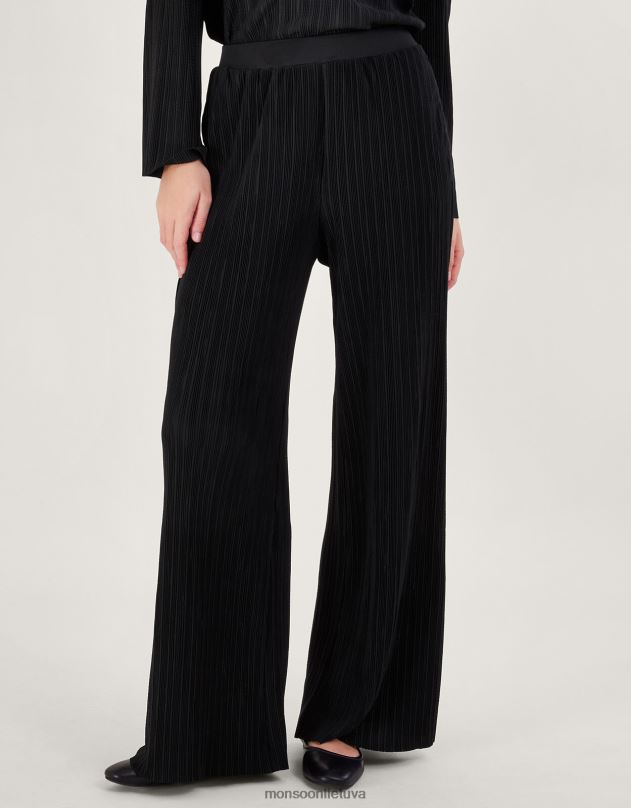 Monsoon peta plisse kelnes moterys juodas apranga DPXBJ100