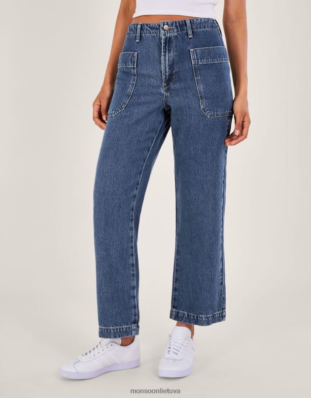 Monsoon plačios kojos cargo džinsai moterys mėlyna (džinsinė mėlyna) apranga DPXBJ532