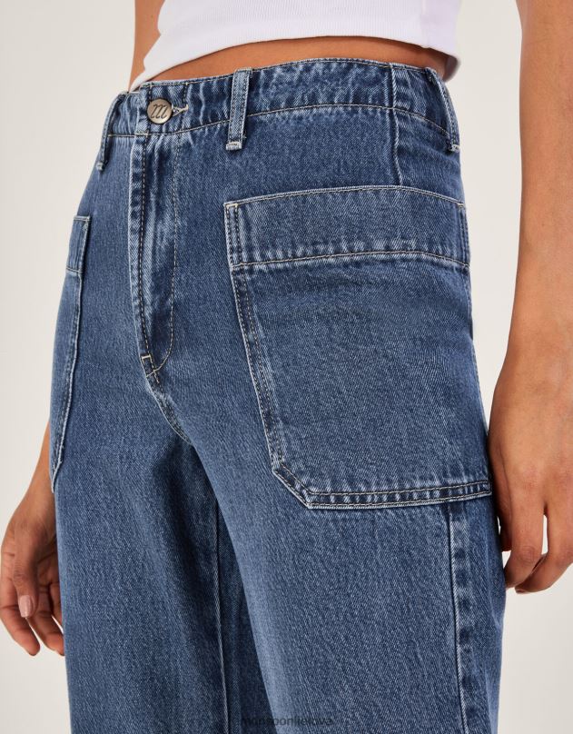 Monsoon plačios kojos cargo džinsai moterys mėlyna (džinsinė mėlyna) apranga DPXBJ532