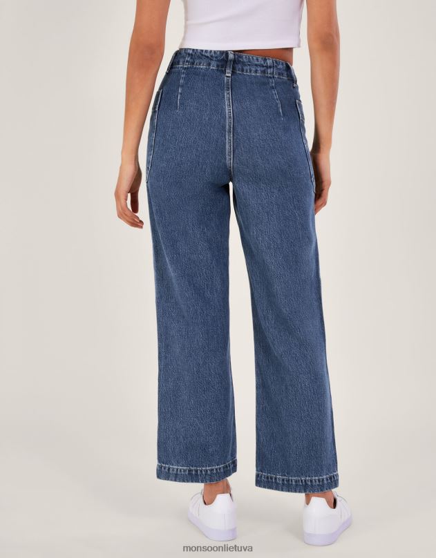 Monsoon plačios kojos cargo džinsai moterys mėlyna (džinsinė mėlyna) apranga DPXBJ532