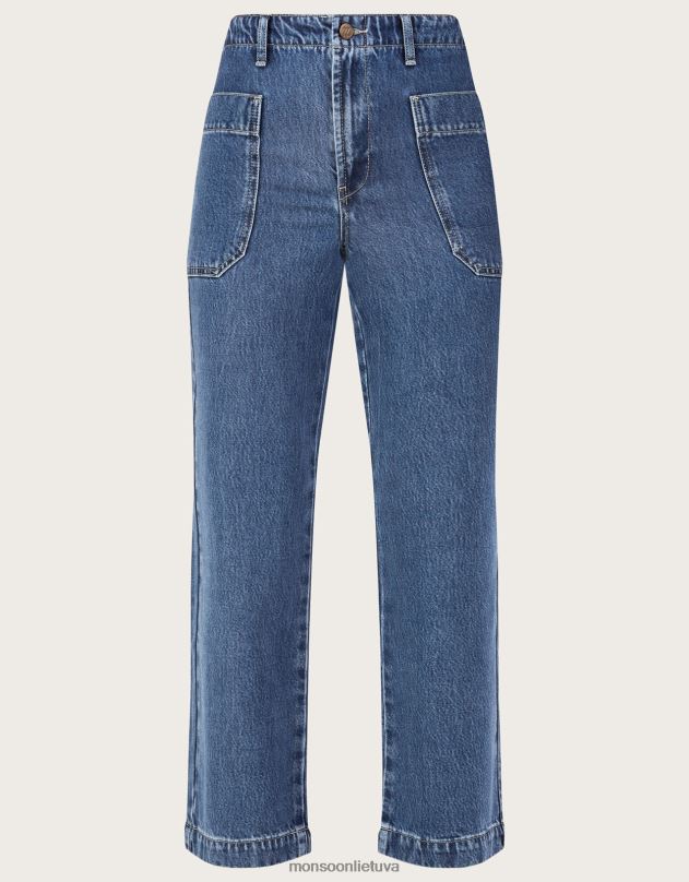 Monsoon plačios kojos cargo džinsai moterys mėlyna (džinsinė mėlyna) apranga DPXBJ532