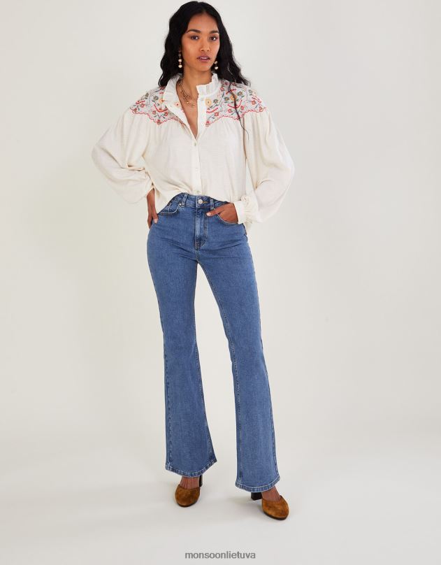 Monsoon platėjantys džinsiniai džinsai su tausojančia medvilne moterys mėlyna apranga DPXBJ952