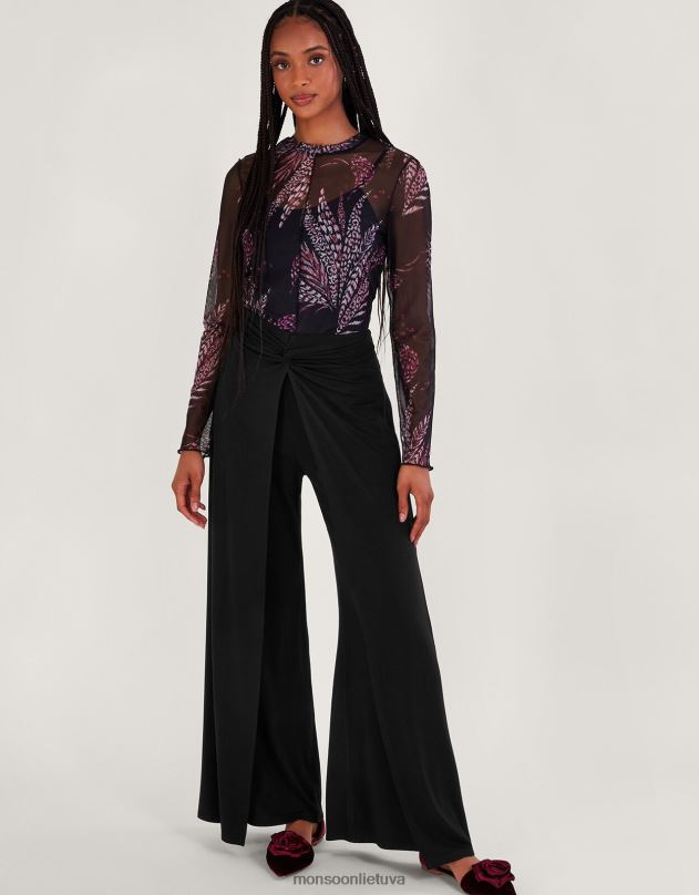 Monsoon suvynioti kelnes moterys juodas apranga DPXBJ102