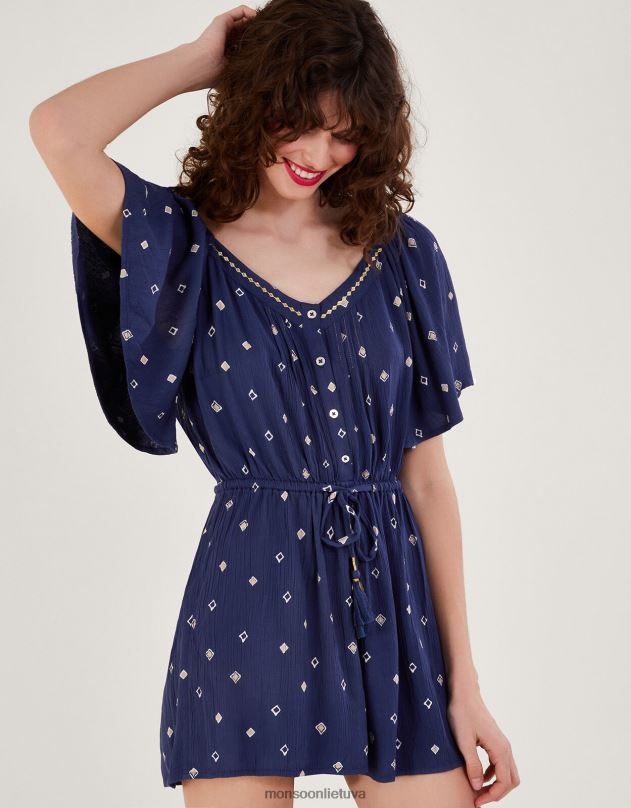 Monsoon motyvų spaudos šliaužtinukas su lenzing ecovero moterys mėlyna (navy) apranga DPXBJ186