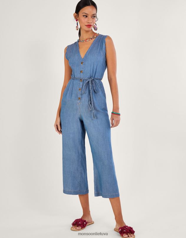 Monsoon surišamas džinsinis kombinezonas moterys mėlyna (džinsinė mėlyna) apranga DPXBJ96
