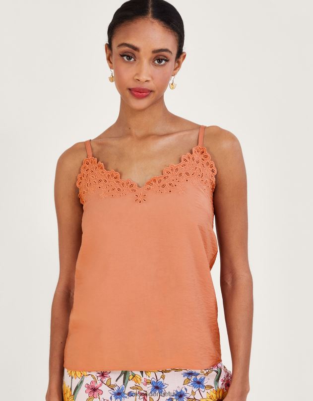 Monsoon Beatrice cutwork Cami top moterys oranžinė apranga DPXBJ331