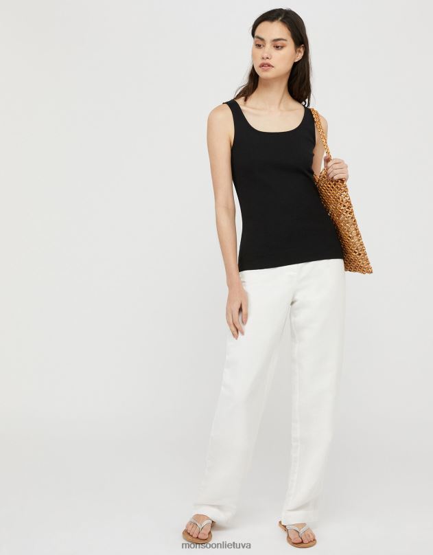 Monsoon Bridey kvadratinio kaklo trikotažinė liemenė moterys juodas apranga DPXBJ1163