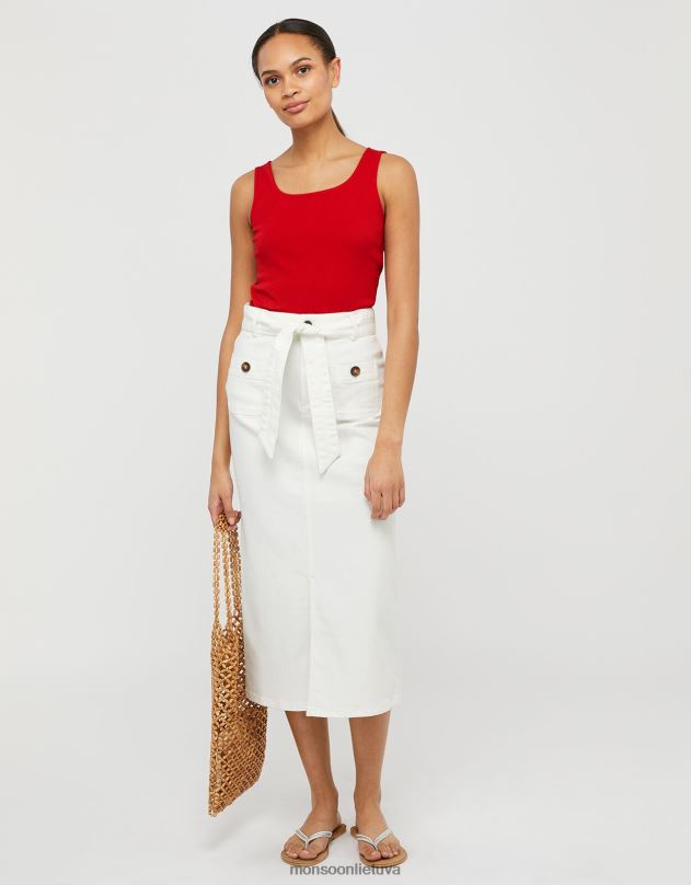 Monsoon Bridey kvadratinio kaklo trikotažinė liemenė moterys raudona apranga DPXBJ1172