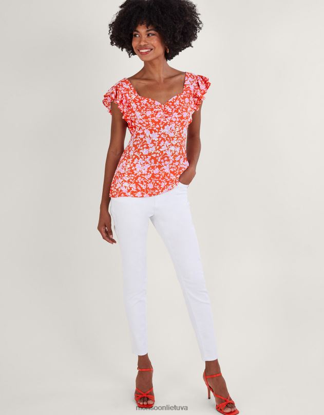 Monsoon Tvarios viskozės „myra“ viršutinė dalis moterys raudona apranga DPXBJ205