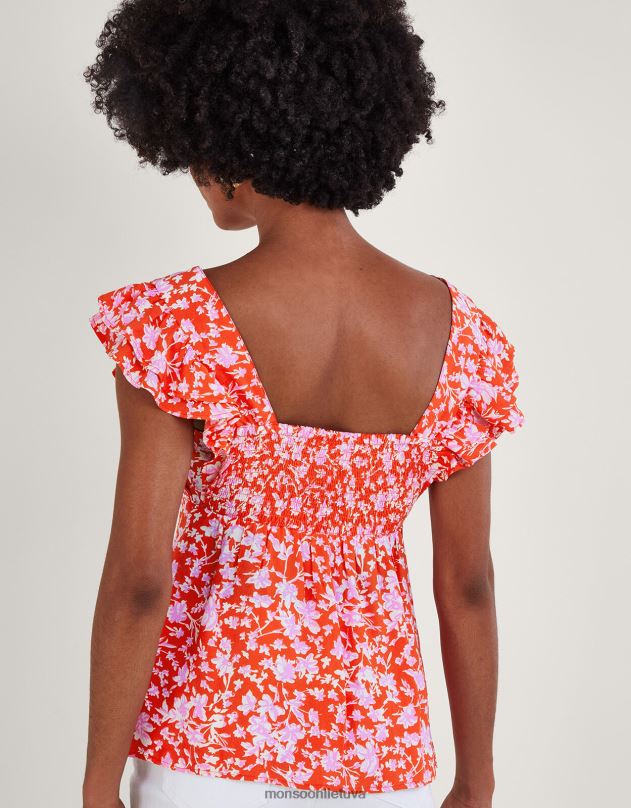 Monsoon Tvarios viskozės „myra“ viršutinė dalis moterys raudona apranga DPXBJ205