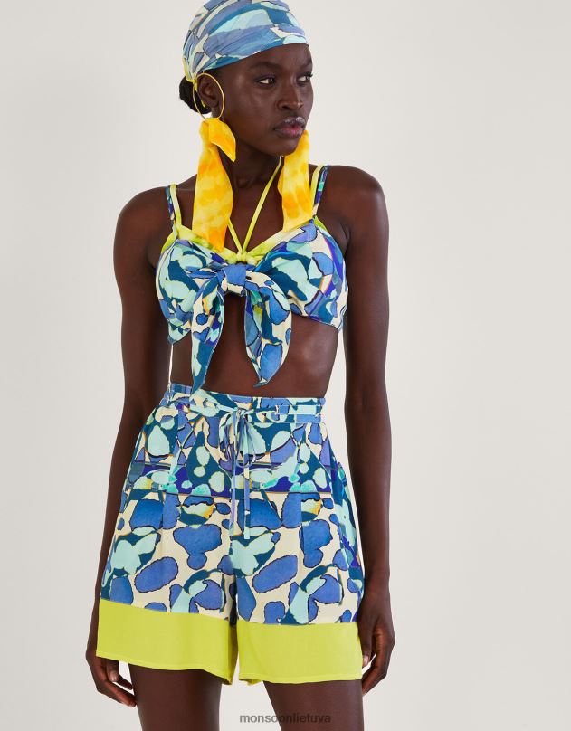 Monsoon abstrakčios spaudos apkarpymo viršus moterys mėlyna (turkio) apranga DPXBJ298