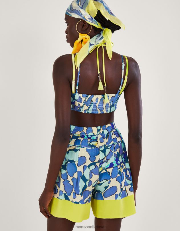 Monsoon abstrakčios spaudos apkarpymo viršus moterys mėlyna (turkio) apranga DPXBJ298