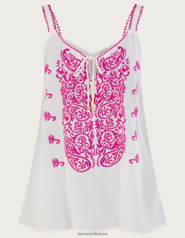 Monsoon išsiuvinėtas kumštelinis viršus moterys rožinis apranga DPXBJ146