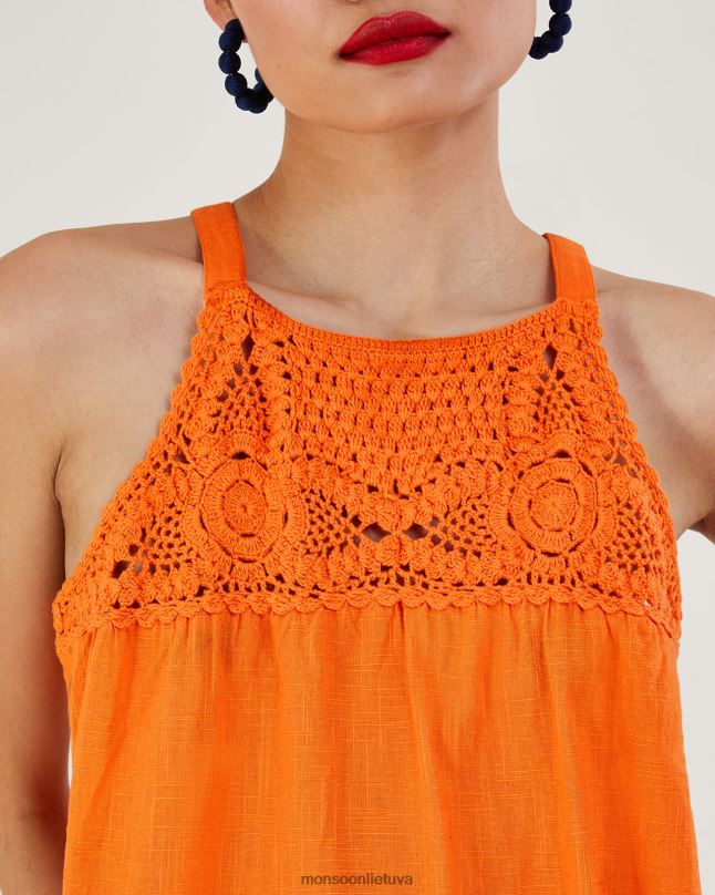 Monsoon nertos iškirptės apynasris moterys oranžinė apranga DPXBJ678