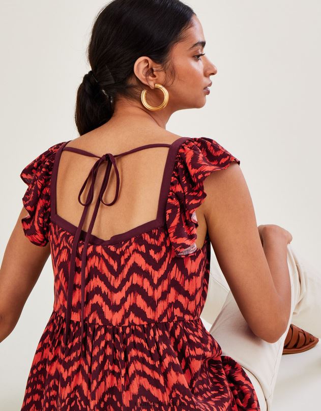 Monsoon riesta liemenė su zigzago formos gyvūno raštu moterys raudona apranga DPXBJ630