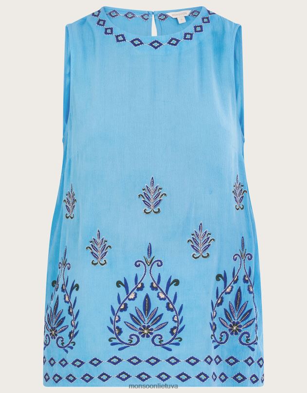 Monsoon siuvinėtas ekovero dėklas be rankovių moterys mėlyna apranga DPXBJ693