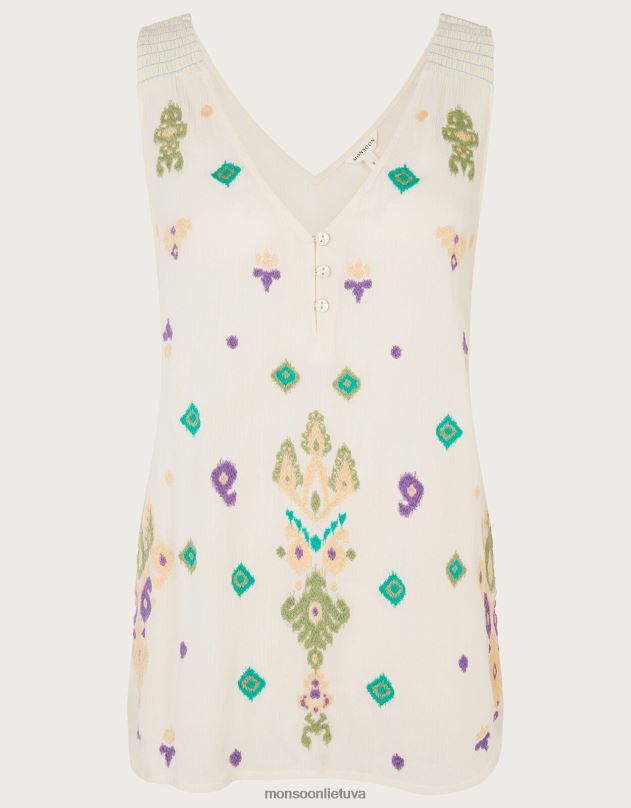 Monsoon siuvinėtas viršus be rankovių moterys baltas apranga DPXBJ185