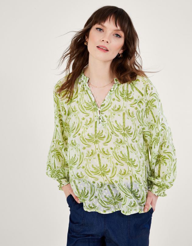 Monsoon Oriana metalo delnų rašto palaidinė moterys dramblio kaulo apranga DPXBJ545