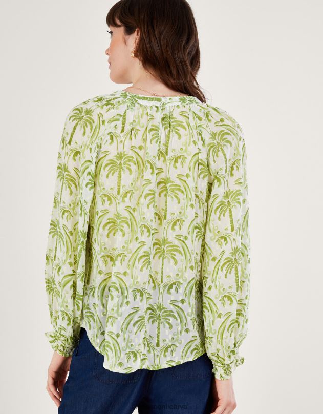 Monsoon Oriana metalo delnų rašto palaidinė moterys dramblio kaulo apranga DPXBJ545