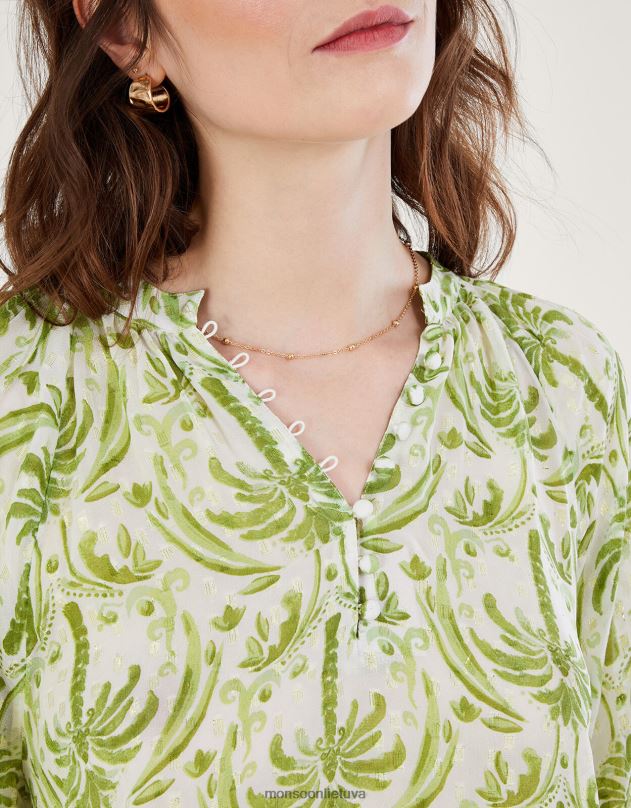 Monsoon Oriana metalo delnų rašto palaidinė moterys dramblio kaulo apranga DPXBJ545